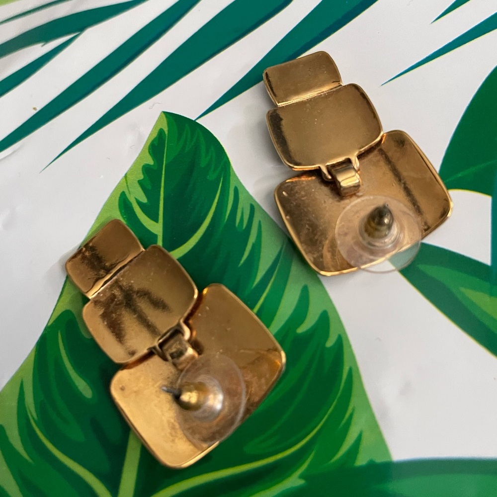 Textured Gold Statement Earrings - image 3